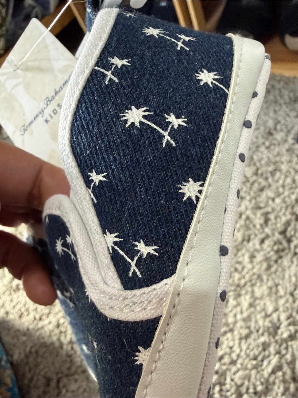 New Tags Tommy Bahama Kids Navy Palm-Print Slip-On Shoes 12-18 months - Picture 7 of 7
